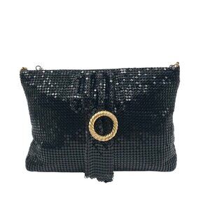 Black Mesh Finish Crossbody Bag